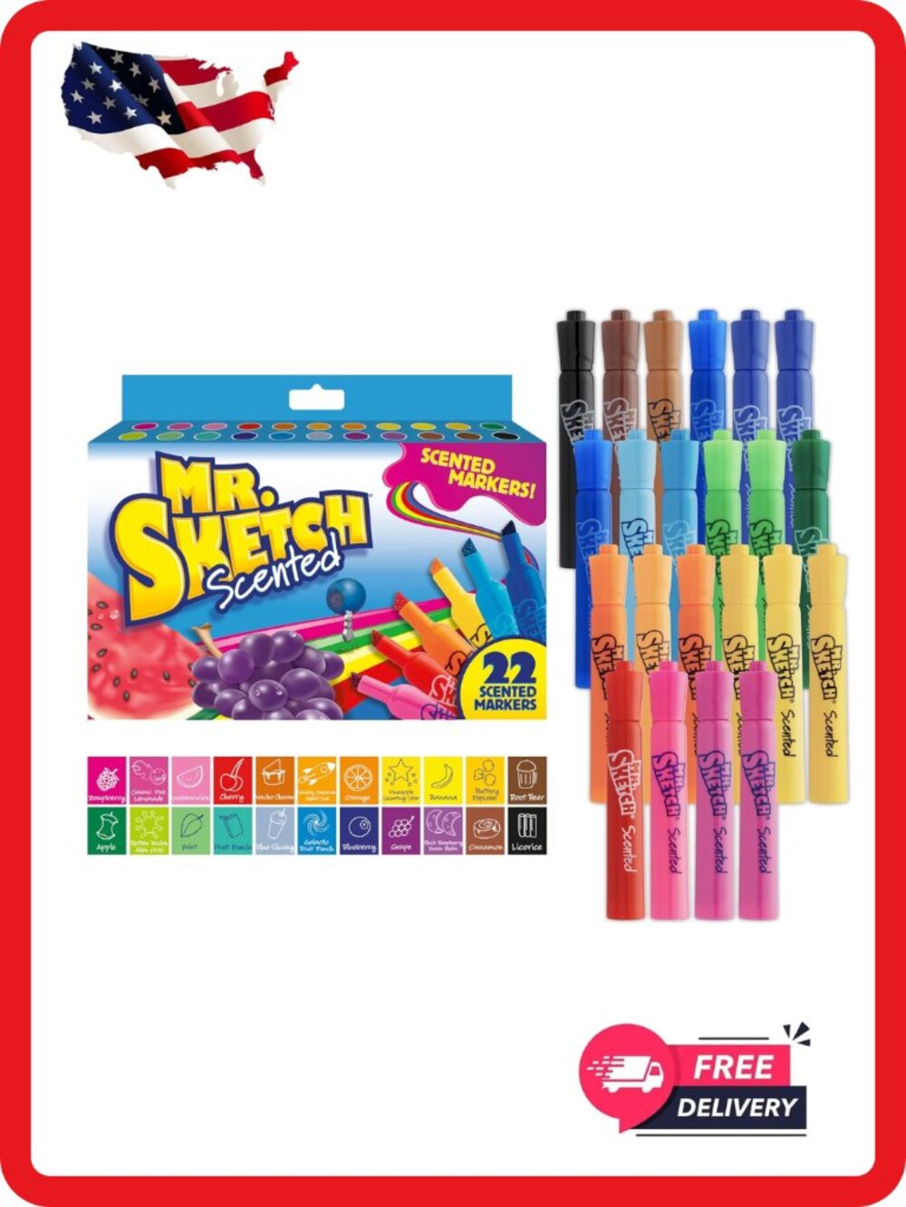 Mr Sketch Scented Markers 22 Count Chisel Tip Assorted Colors Art Supplies